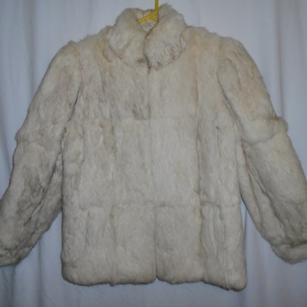 Tan/White Rabbit Fur Jacket